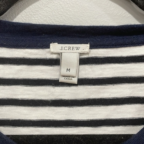 J.crew Navy And White Stripe Beaded Embellished Top Size Medium - Picture 2 of 4